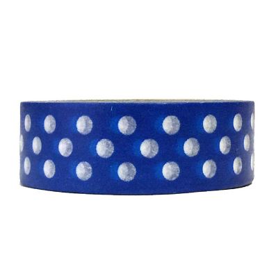 Wrapables Decorative Washi Masking Tape, Royal Blue Dots Image 1