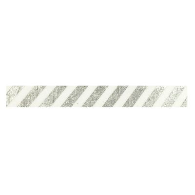 Wrapables Decorative Washi Masking Tape, Shiny Silver Stripes Image 1