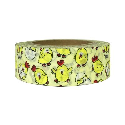 Wrapables Decorative Washi Masking Tape, Silly Chickens Image 1