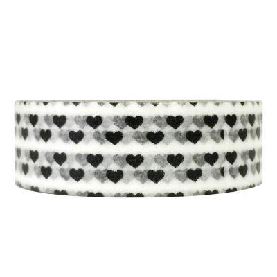 Wrapables Decorative Washi Masking Tape, Tiny Hearts Black Image 1