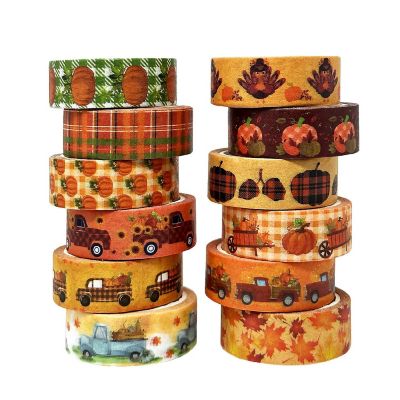 Wrapables Decorative Washi Tape (12 Rolls), Pumpkin Fun Image 1