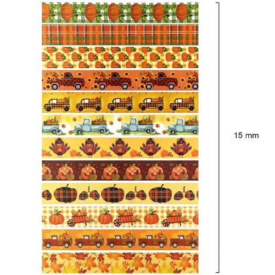 Wrapables Decorative Washi Tape (12 Rolls), Pumpkin Fun Image 1