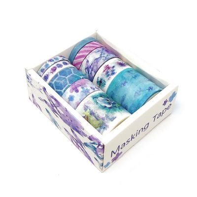 Wrapables Decorative Washi Tape Box Set (10 Rolls), Cool Aquatic Image 1