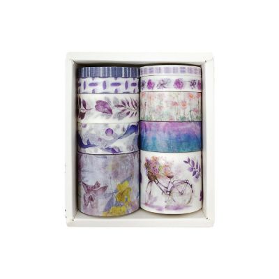 Wrapables Decorative Washi Tape Box Set (10 Rolls), Purple Tones Image 1