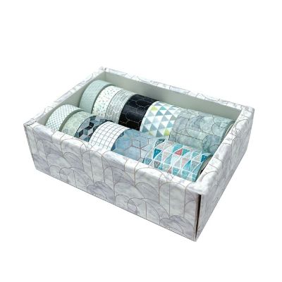 Wrapables Decorative Washi Tape Box Set (12 Rolls), Gray Geometric Image 1