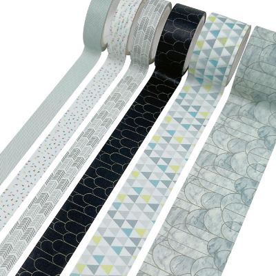Wrapables Decorative Washi Tape Box Set (12 Rolls), Gray Geometric Image 3