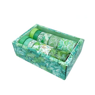 Wrapables Decorative Washi Tape Box Set (12 Rolls), Green Image 1