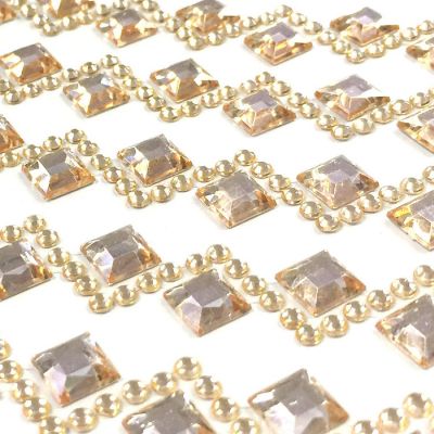 Wrapables Diamond and Round Acrylic Self Adhesive Crystal Gem Stickers, Champagne Image 1