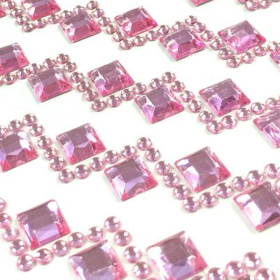Wrapables Diamond and Round Acrylic Self Adhesive Crystal Gem Stickers, Pink Image 1