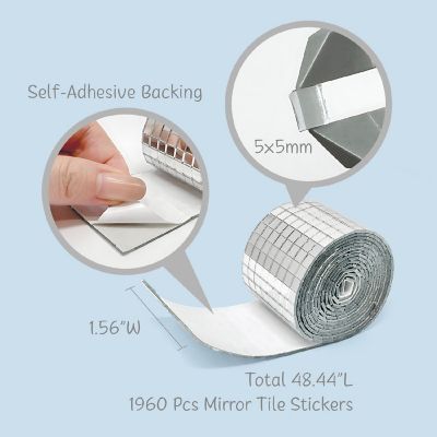 Wrapables Disco Ball Mirror Self Adhesive Mosaic Tiles 5mm x 5mm Silver Image 1