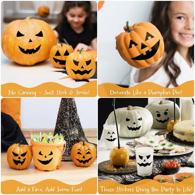 Wrapables DIY Halloween Classic Pumpkin Face Decorating Stickers (18 Sheets) Image 2