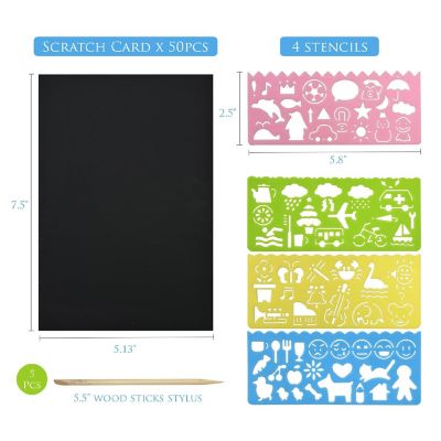 Wrapables DIY Rainbow Magic Scratch Arts Set, 50 Sheets Image 1