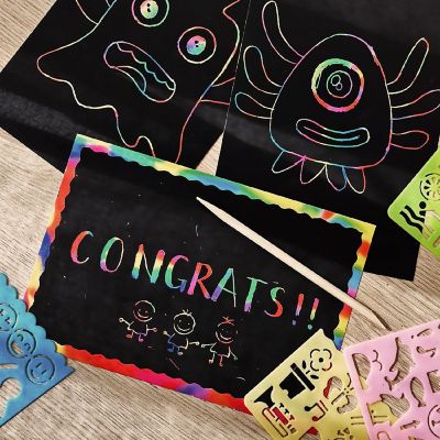Wrapables DIY Rainbow Magic Scratch Arts Set, 50 Sheets Image 3