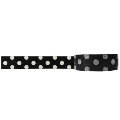 Wrapables Dotted Washi Masking Tape, Large Black Dots Image 1