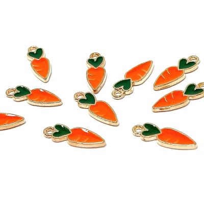 Wrapables Enamel Jewelry Making Charm Pendants (Set of 10), Carrots Image 1