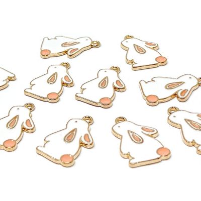 Wrapables Enamel Jewelry Making Charm Pendants (Set of 10), White Bunny Image 1