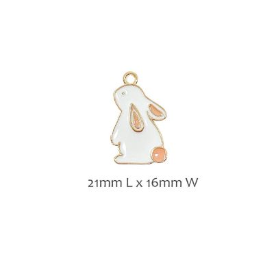 Wrapables Enamel Jewelry Making Charm Pendants (Set of 10), White Bunny Image 2