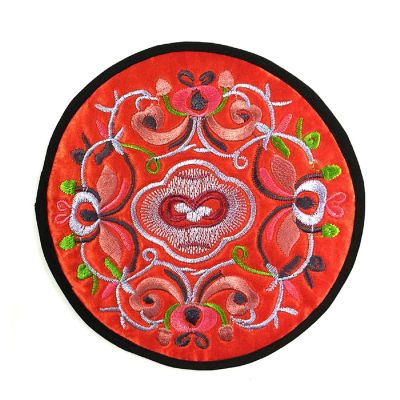 Wrapables Ethnic Embroidered Coasters Set of 6, Red/Orange Image 2