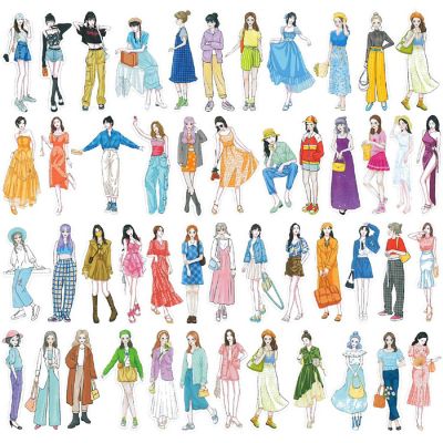 Wrapables Fashion Women People Vinyl Stickers for Scrapbooking, Journaling, Water Bottles, 100pcs, Fashion Girls Image 2