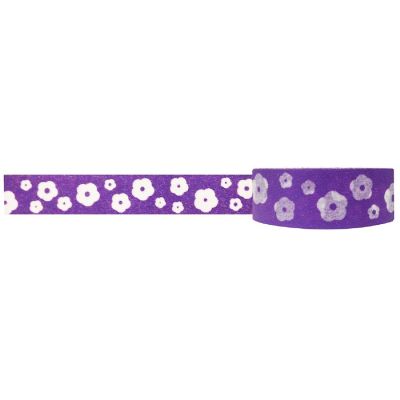 Wrapables Floral & Nature Washi Masking Tape, Purple Happy Flowers Image 1