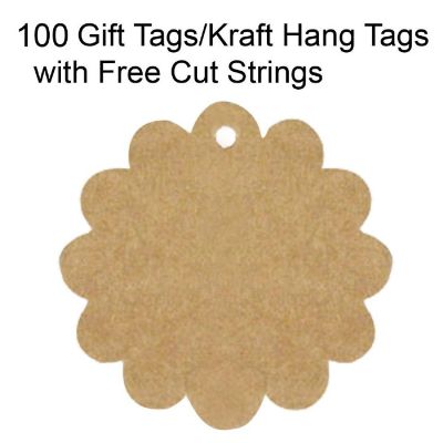 Wrapables Flower Gift Tags/Kraft Hang Tags with Free Cut Strings (100pcs) Image 1
