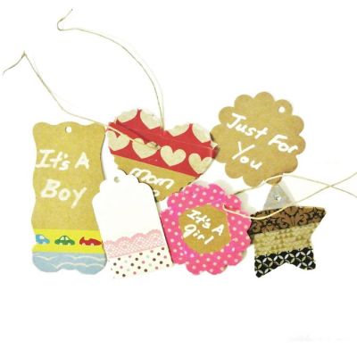 Wrapables Flower Gift Tags/Kraft Hang Tags with Free Cut Strings (100pcs) Image 3