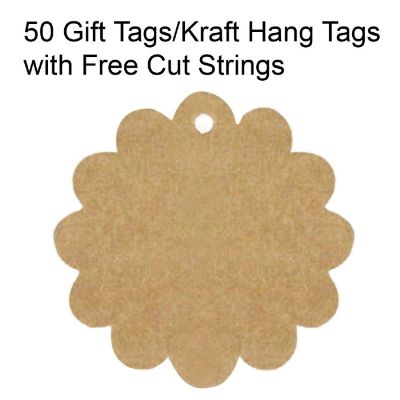 Wrapables Flower Gift Tags/Kraft Hang Tags with Free Cut Strings (50pcs) Image 1