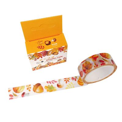 Wrapables&#174; Flowers and Greens 15mm x 7M Washi Masking Tape, Autumn Leaves Image 1