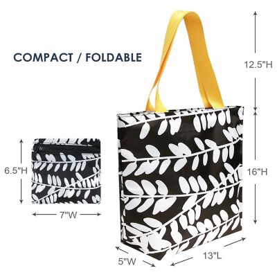 Wrapables Foldable Lightweight Tote Bag with Durable Ripstop Polyester for Shopping, Travel, Gym, Beach, Casual, Everyday, Large, Vines Image 1