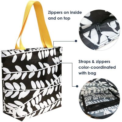 Wrapables Foldable Lightweight Tote Bag with Durable Ripstop Polyester for Shopping, Travel, Gym, Beach, Casual, Everyday, Large, Vines Image 2