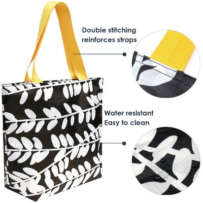Wrapables Foldable Lightweight Tote Bag with Durable Ripstop Polyester for Shopping, Travel, Gym, Beach, Casual, Everyday, Large, Vines Image 3