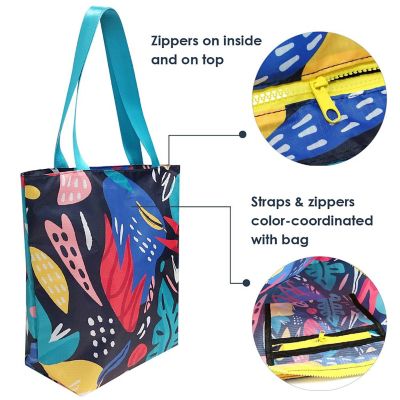 Wrapables Foldable Lightweight Tote Bag with Durable Ripstop Polyester for Shopping, Travel, Gym, Beach, Casual, Everyday, Small, Abstract 1 Image 2