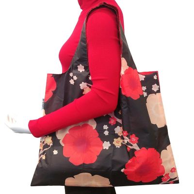 Wrapables Foldable Reusable Shopping Bags, Blossoms Dark Image 3