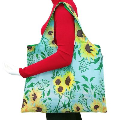 Wrapables Foldable Reusable Shopping Bags, Sunflowers Image 3
