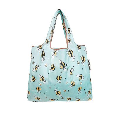 Wrapables Foldable Tote Nylon Reusable Grocery Bag (Set of 2), Bumble Bees Image 1