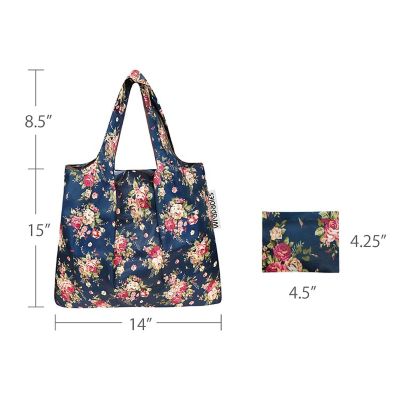 Wrapables Foldable Tote Nylon Reusable Grocery Bag (Set of 2), Classic Roses Image 2