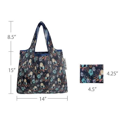 Wrapables Foldable Tote Nylon Reusable Grocery Bag (Set of 2), Deco Owls Image 2
