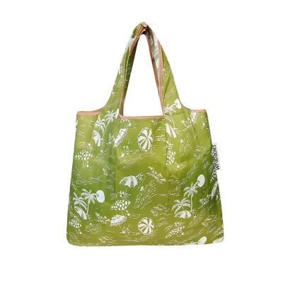 Wrapables Foldable Tote Nylon Reusable Grocery Bag (Set of 2), Green Paradise Image 1