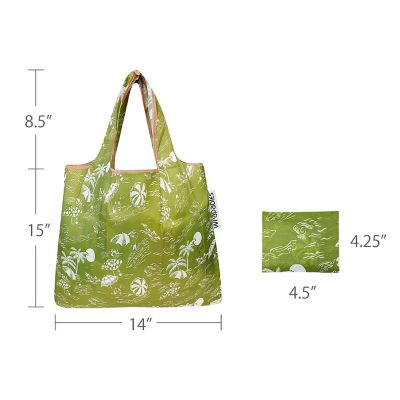 Wrapables Foldable Tote Nylon Reusable Grocery Bag (Set of 2), Green Paradise Image 2