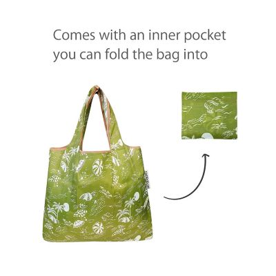 Wrapables Foldable Tote Nylon Reusable Grocery Bag (Set of 2), Green Paradise Image 3