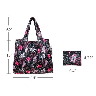 Wrapables Foldable Tote Nylon Reusable Grocery Bag (Set of 2), Pink in Bloom Image 2