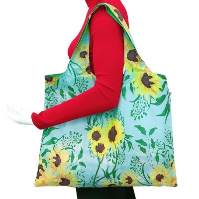 Wrapables Foldable Tote Reusable Grocery Bags, 3 Pack, Floral Fantasy Image 3