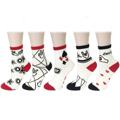Wrapables Fun Designs Crew Socks for Women (Set of 5), Cool Slang Image 1