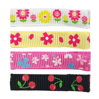Wrapables Girls Ribbon Lined Alligator Clips (Set of 8), Hearts and Flowers Image 1