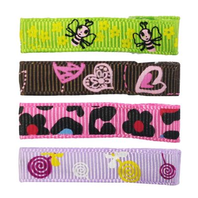 Wrapables Girls Ribbon Lined Alligator Clips (Set of 8), Hearts and Flowers Image 2