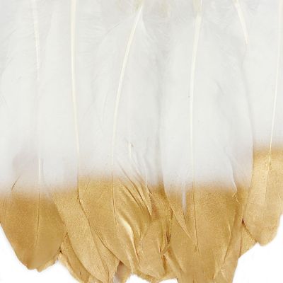 Wrapables Gold Dipped Feathers, Bohemian Decorations, White Image 1