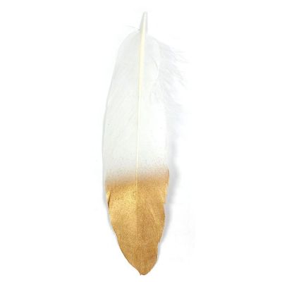 Wrapables Gold Dipped Feathers, Bohemian Decorations, White Image 1