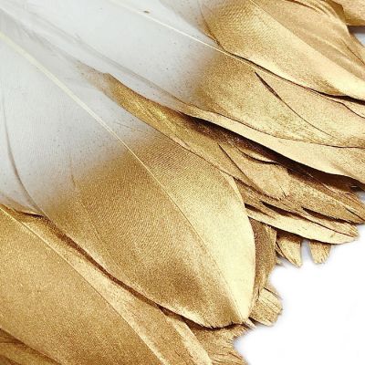 Wrapables Gold Dipped Feathers, Bohemian Decorations, White Image 3