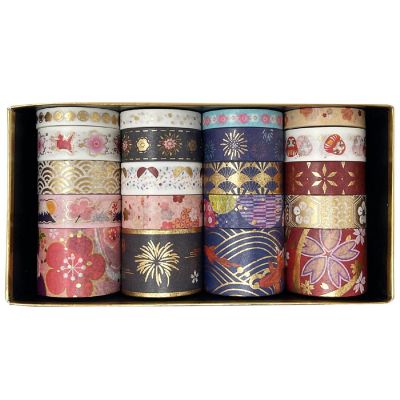 Wrapables Gold Foil Washi Tape in Gift Box Set (20 Rolls), Floral Fireworks Image 1