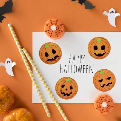Wrapables Halloween Sticker Roll (500pcs), Pumpkin Face Image 2